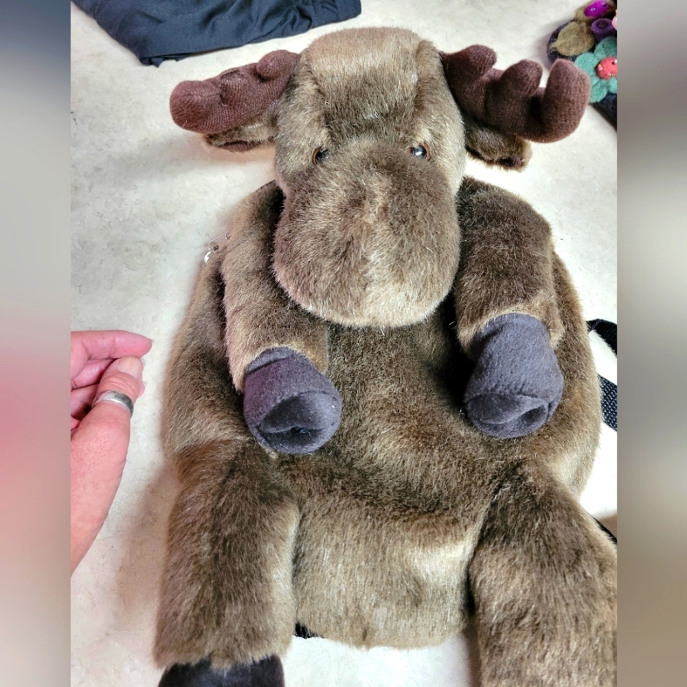 Vintage plush Childs moose backpack